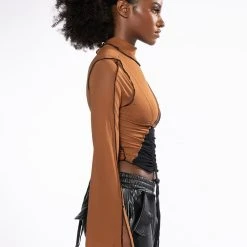 YIN AND YANG LONG SLEEVE MESH TURTLENECK TOP -helmut shop yin and yang long sleeve mesh turtleneck top black multi 4 4 c1 c1 c1