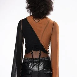 YIN AND YANG LONG SLEEVE MESH TURTLENECK TOP -helmut shop yin and yang long sleeve mesh turtleneck top black multi 6 6 c1 c1 c1