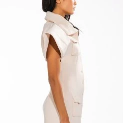 YOU BETTER WORK BUTTON DOWN DRESS -helmut shop you better work button down dress cream 4 4