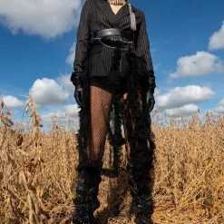 YOU CANT HANDLE THIS MESH RHINESTONE PANT -helmut shop you cant handle this mesh rhinestone pant black 3 3 c1 c1