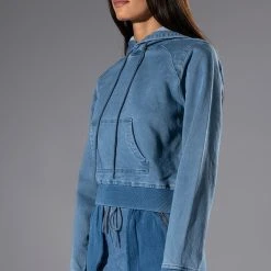 YOU OUGHTA KNOW DENIM HOODIE -helmut shop you oughta know denim hoodie medium blue denim 2 2 c1