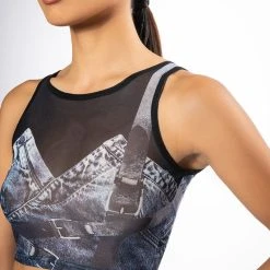 YOU THOUGHT WRONG DENIM PRINT MESH MINI SKIRT AND TOP SET -helmut shop you thought wrong denim print mesh mini skirt and top set blue 14 14