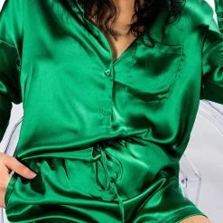 YOU WISH SATIN TIE SHORTS -helmut shop you wish satin tie shorts emerald 3 3