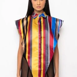 YOUR MUSE BUTTON UP BLOUSE -helmut shop your muse button up blouse multi 8 8 c1