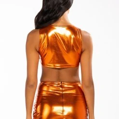 ZENON SLEEVELESS TEXTURED CROP TOP -helmut shop zenon sleeveless textured crop top rust 13 13