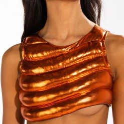 ZENON SLEEVELESS TEXTURED CROP TOP -helmut shop zenon sleeveless textured crop top rust 14 14