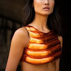 ZENON SLEEVELESS TEXTURED CROP TOP -helmut shop zenon sleeveless textured crop top rust 3 3