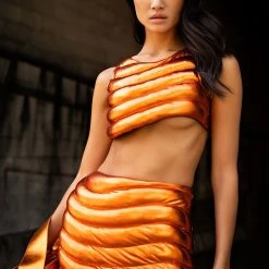 ZENON SLEEVELESS TEXTURED CROP TOP -helmut shop zenon sleeveless textured crop top rust 4 4