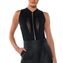 ZIPPER DETAIL SLEEVELESS BODYSUIT