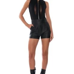 ZIPPER DETAIL SLEEVELESS BODYSUIT -helmut shop zipper detail sleeveless bodysuit black 3 3