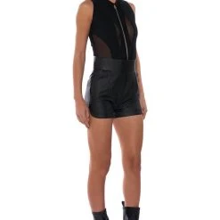ZIPPER DETAIL SLEEVELESS BODYSUIT -helmut shop zipper detail sleeveless bodysuit black 5 5