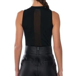 ZIPPER DETAIL SLEEVELESS BODYSUIT -helmut shop zipper detail sleeveless bodysuit black 7 7