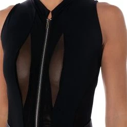 ZIPPER DETAIL SLEEVELESS BODYSUIT -helmut shop zipper detail sleeveless bodysuit black 8 8