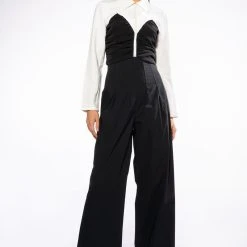 ZIPPIE DETAIL BLOUSE -helmut shop zippie detail blouse black white 2 2