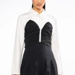 ZIPPIE DETAIL BLOUSE -helmut shop zippie detail blouse black white 3 3