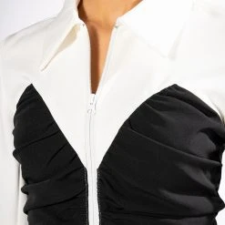 ZIPPIE DETAIL BLOUSE -helmut shop zippie detail blouse black white 6 6