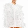 ZSA ZSA ALL OVER FEATHER BUTTON DOWN BLOUSE