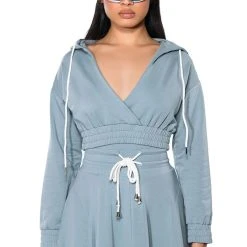 ZUMI CROPPED WRAP FRONT HOODIE