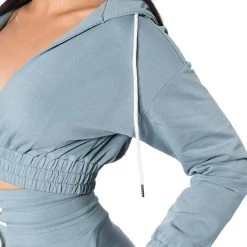 ZUMI CROPPED WRAP FRONT HOODIE -helmut shop zumi cropped wrap front hoodie green 8 8