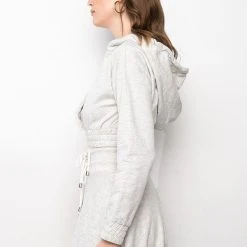 ZUMI CROPPED WRAP FRONT HOODIE -helmut shop zumi cropped wrap front hoodie heather grey 5 5
